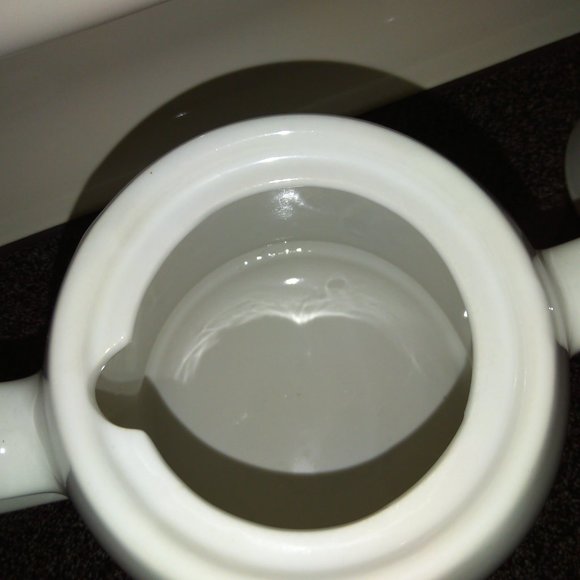 Exc Vtg Teapot w.copper thermal cover tea steeper 3 Homer Laughlin teacups bonus - Picture 5 of 14